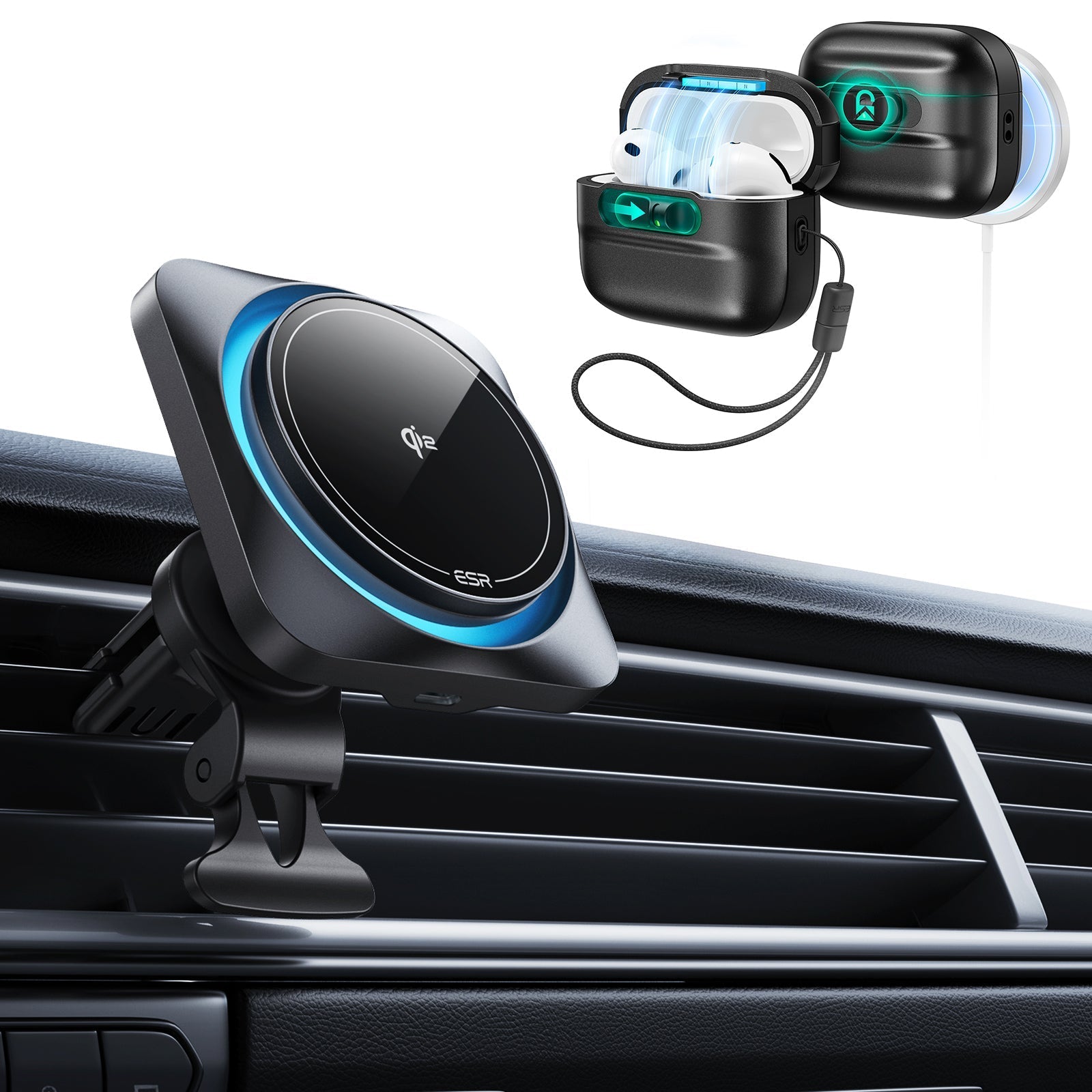 15W CryoBoost Car Charger and AirPods Pro 3 Pulse FlickLock Case Bundle-Black