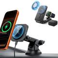 15W Dashboard Wireless Car Charger and 25W CryoBoost Foldable 3-in-1 Charger Bundle - US Plug–Black