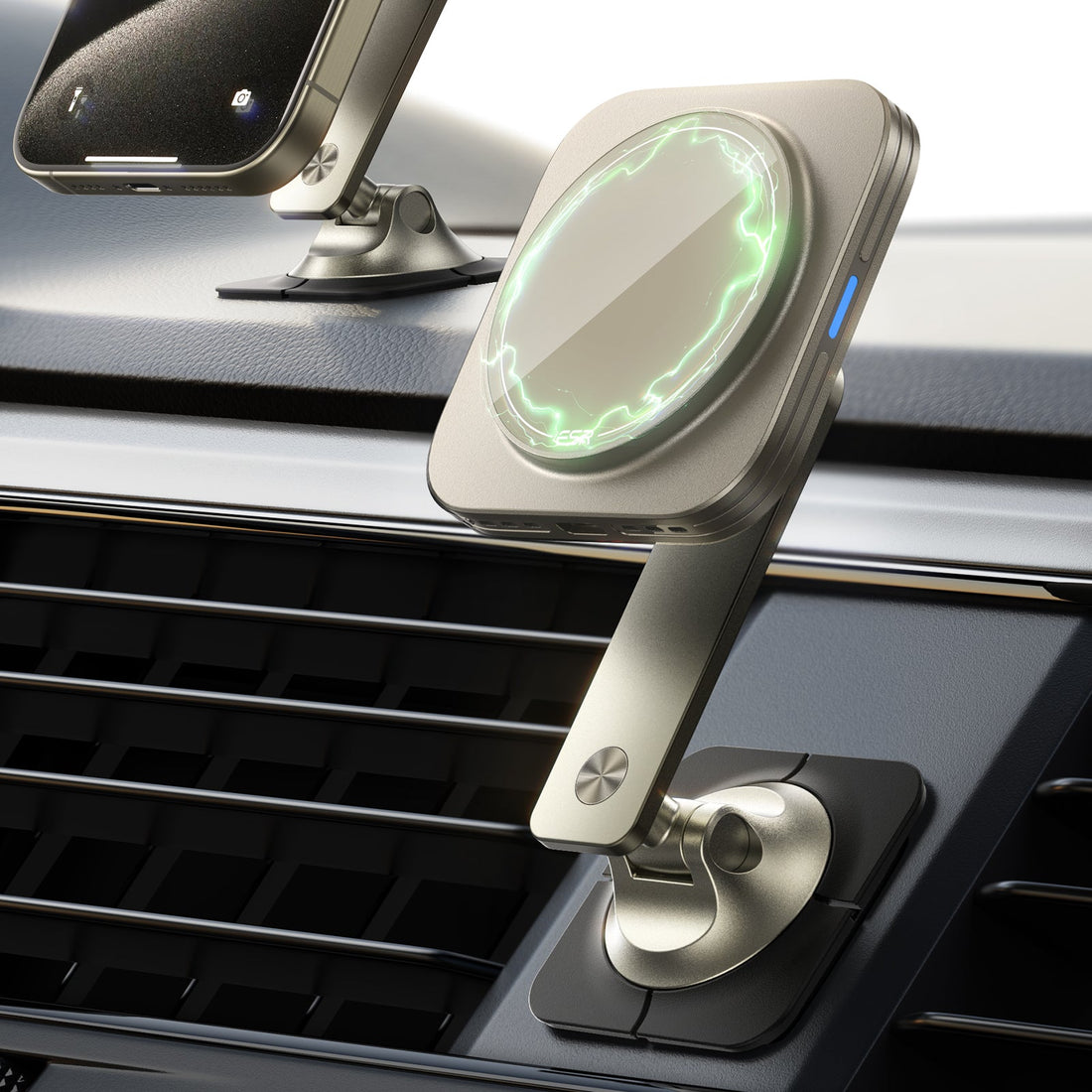 15W Dashboard Wireless Charger (HaloLock) - Titanium ESR ESR