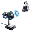 25W CryoBoost 3-in-1 Magnetic Charger (Qi2) and Wallet Stand Bundle - US Plug–Black