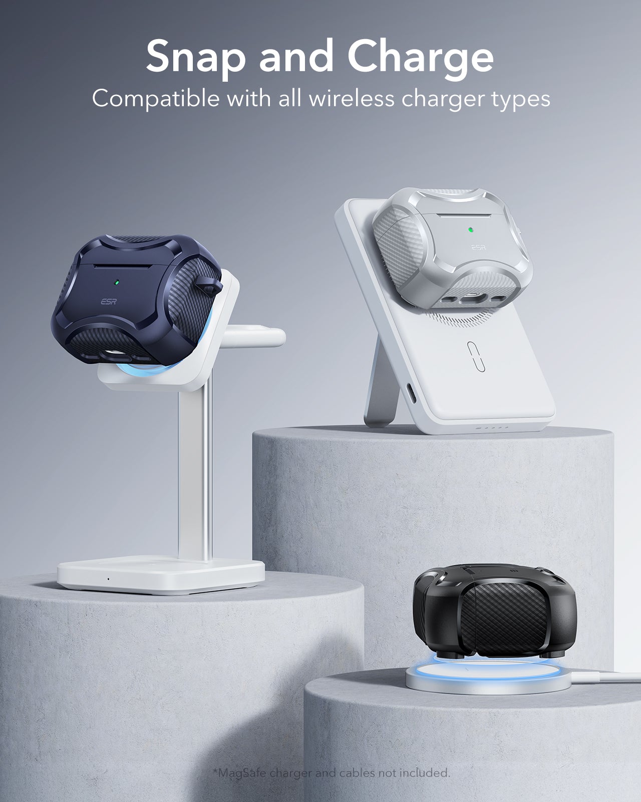 25W CryoBoost Foldable 3-in-1 Magnetic Charger & AirPods Pro 3 Cyber Tough Case Bundle – EU Plug-Black ESR ESR
