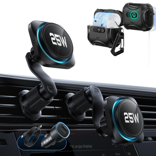 25W CryoBoost Magnetic Car Charger and AirPods Pro 3 FlickLock Case Bundle - Black