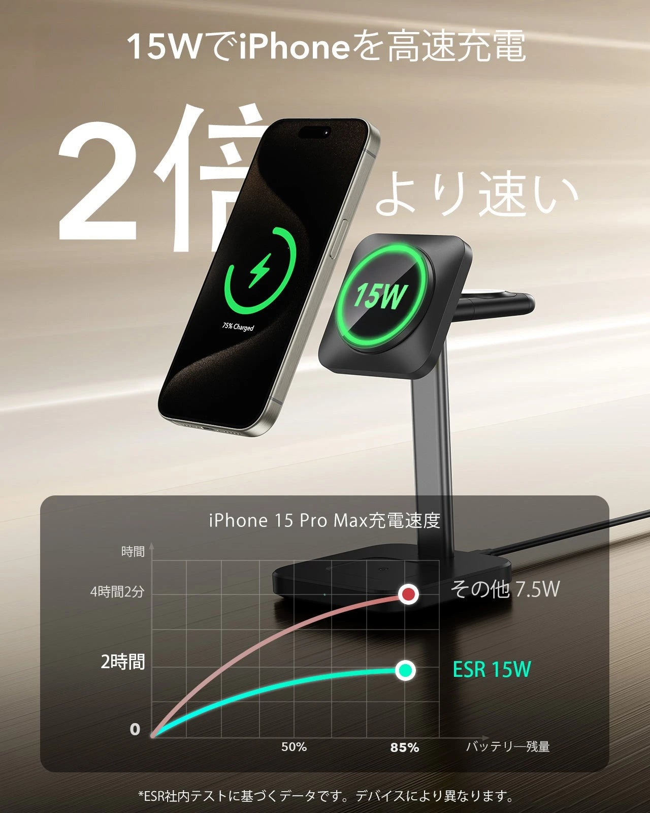 3-in-1 Magnetic Charging Station (15W)- Black - JP PLUG ESR ESR