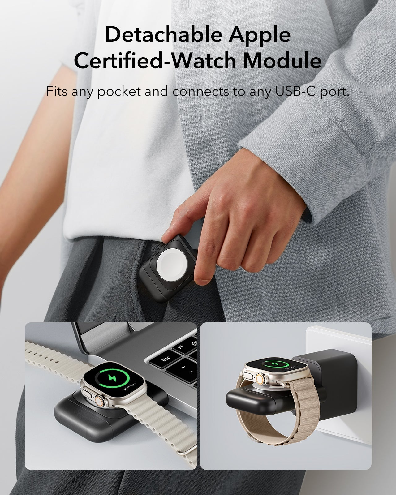 3-in-1 Watch Wireless Charging Set (HaloLock) - Black - US-Plug
