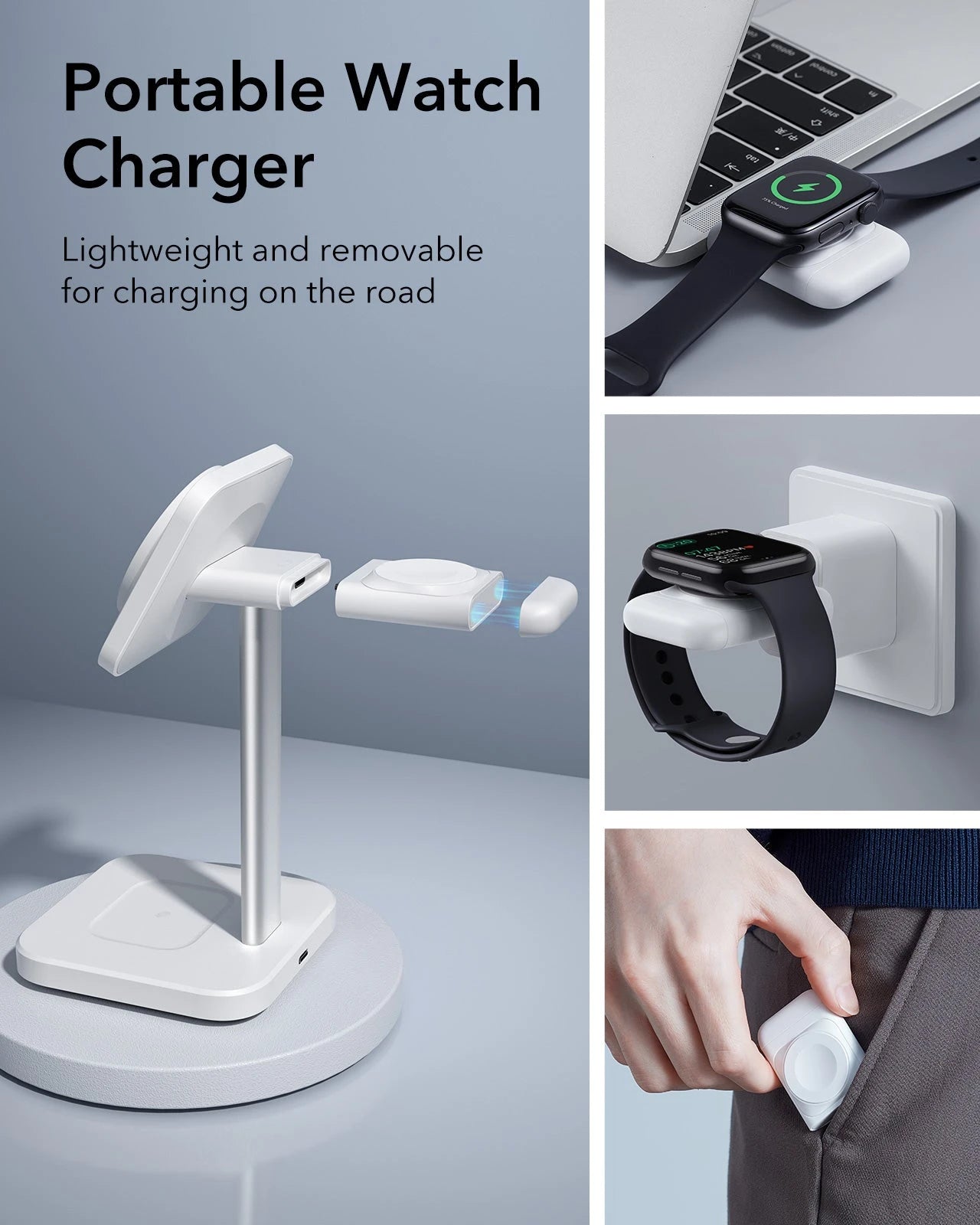 3-in-1 Watch Wireless Charging Set (HaloLock) - White - UK-Plug ESR ESR