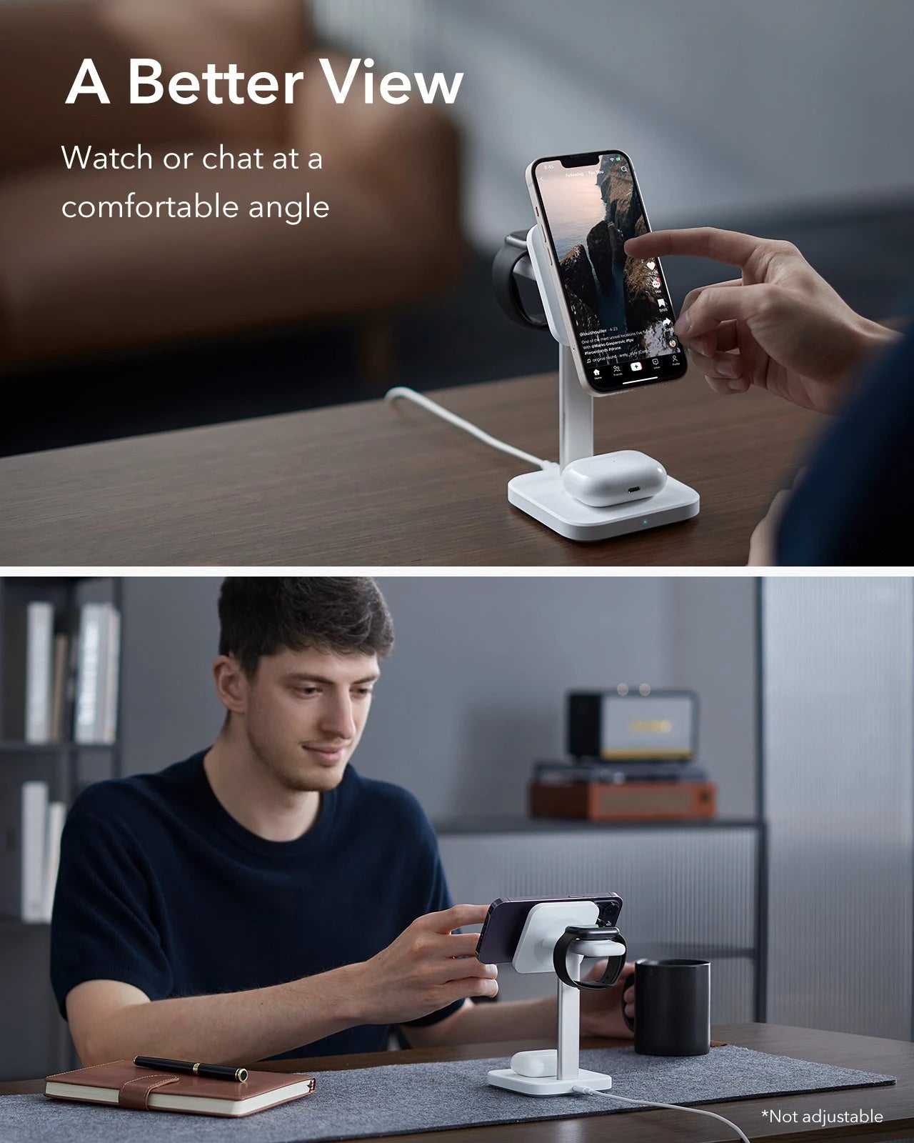 3-in-1 Watch Wireless Charging Set (HaloLock) - White - UK-Plug ESR ESR