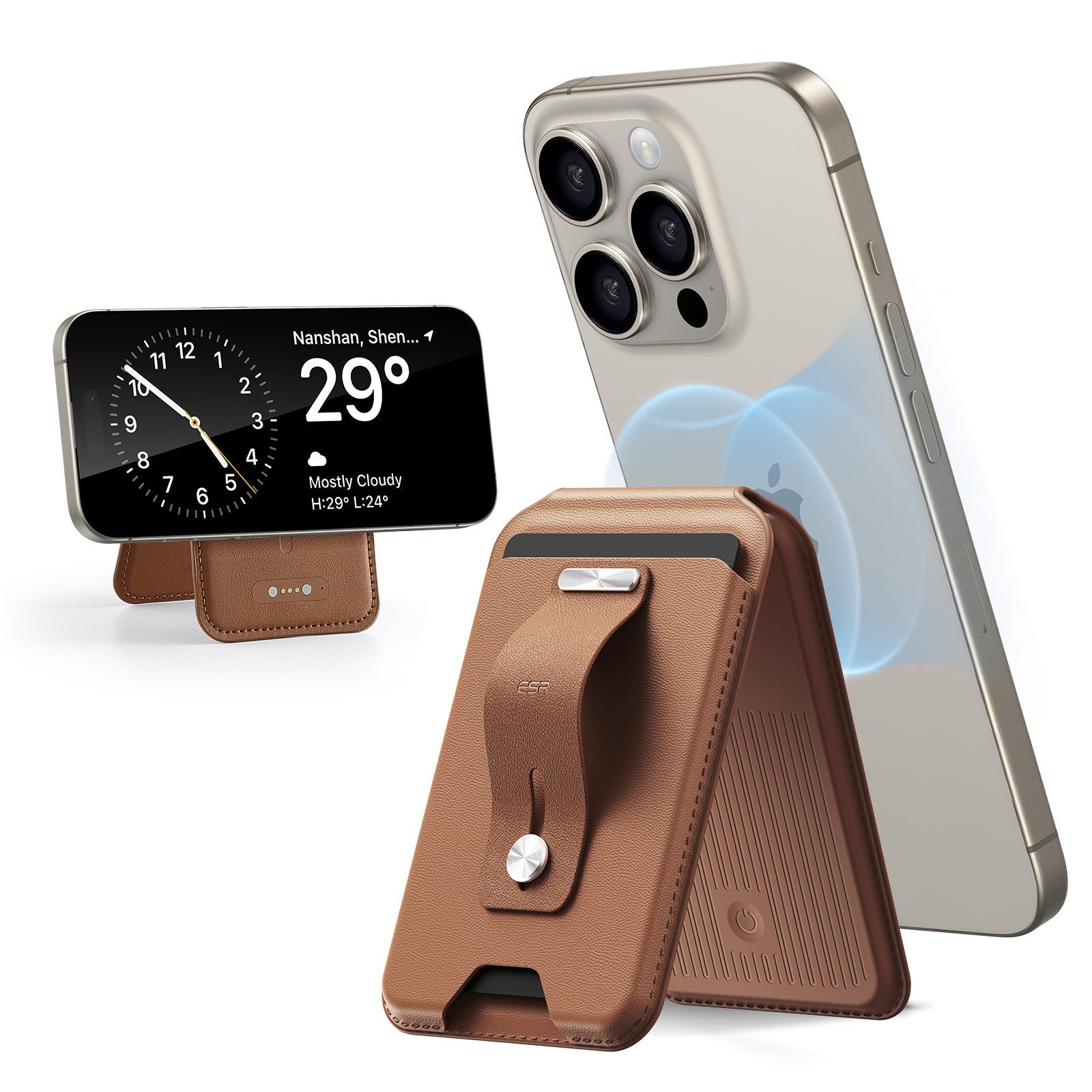 Geo Wallet Stand (HaloLock) with Built-in Find My - Caramel Brown ESR ESR