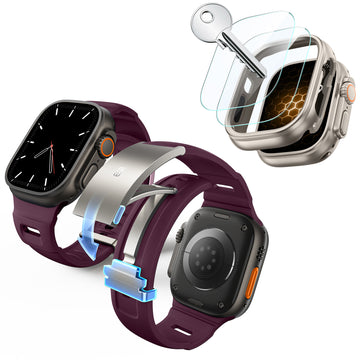 ESR Equinox Watch Band Ultimate Bundle for Apple Watch - Red Band / Titanium Case