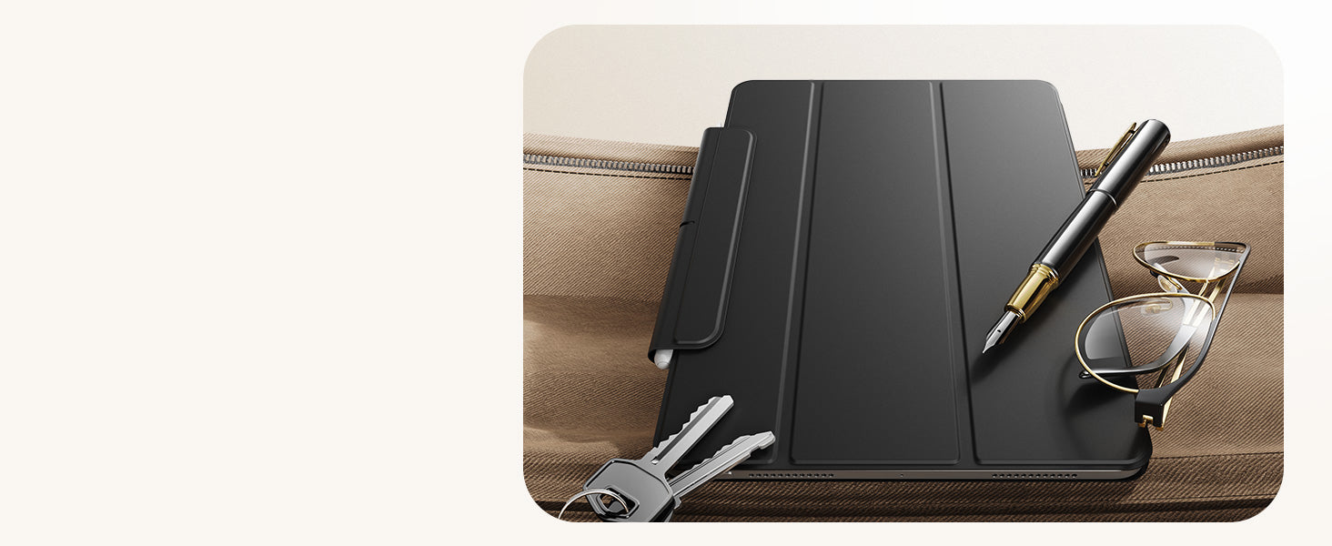 Black iPad Mini 7/6 Case with Pencil Holder and Trifold Cover|ESR