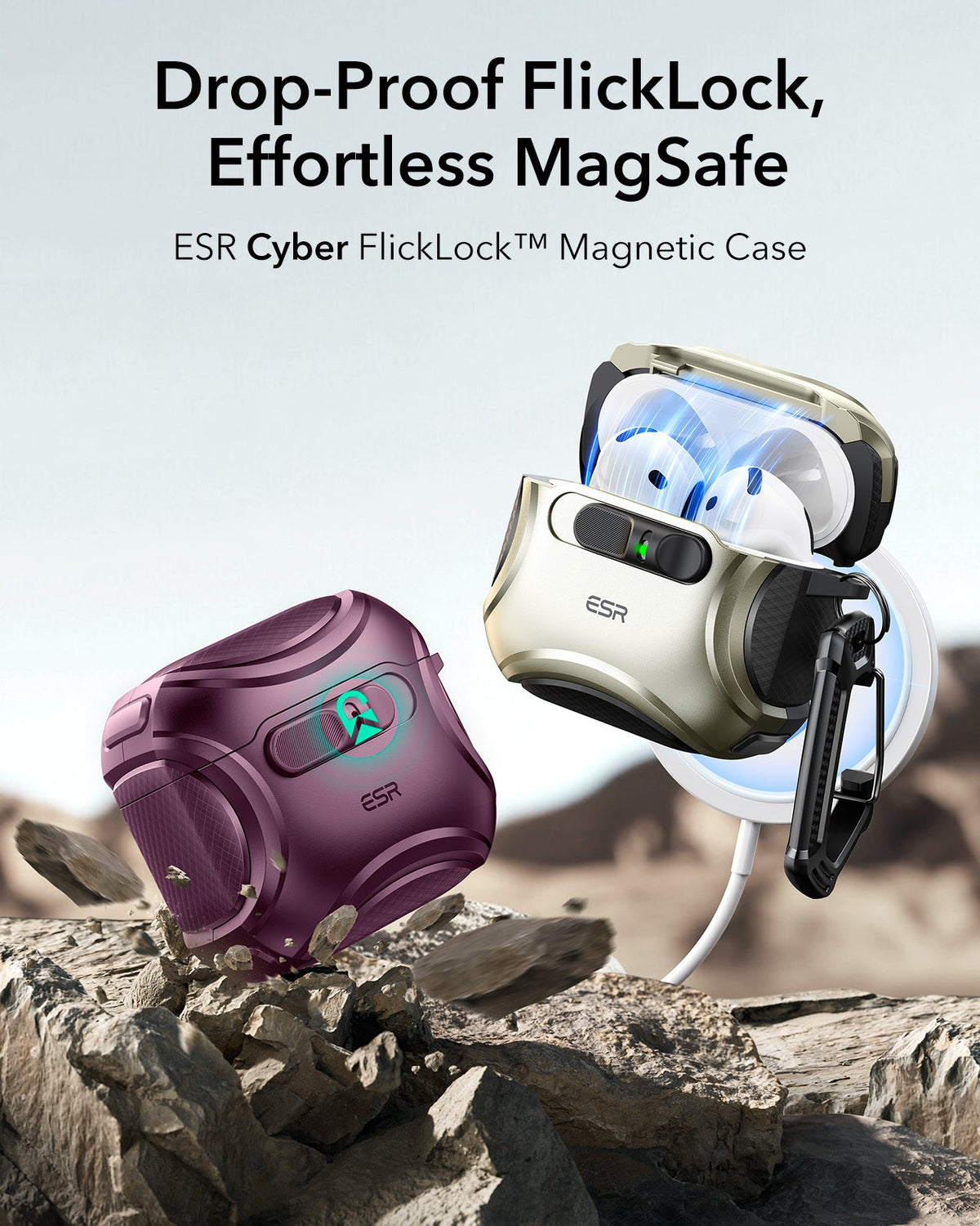 AirPods 4 Cyber FlickLock Case (HaloLock) - Burgundy ESR ESR