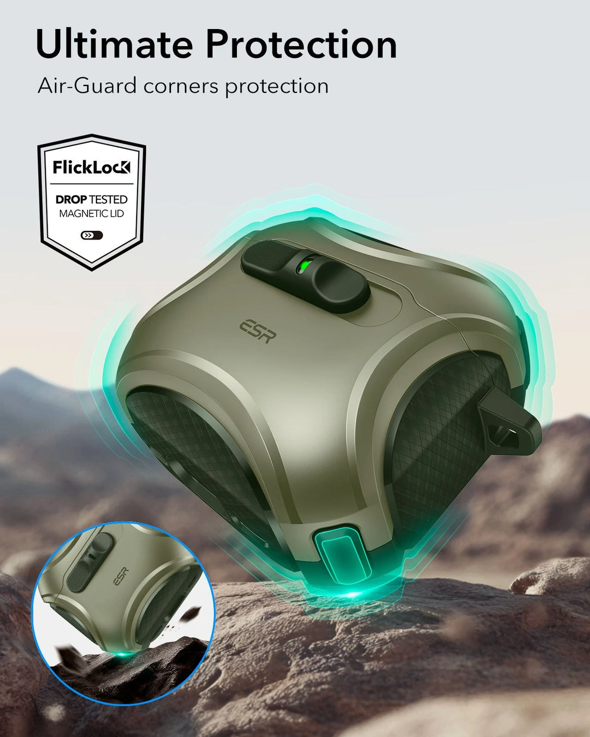 AirPods 5 Cyber FlickLock Magnetic Case - Army Green ESR ESR