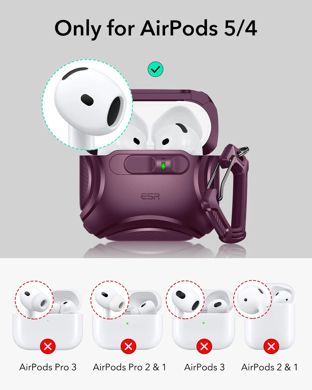 AirPods 5 Cyber FlickLock Magnetic Case - Burgundy ESR ESR