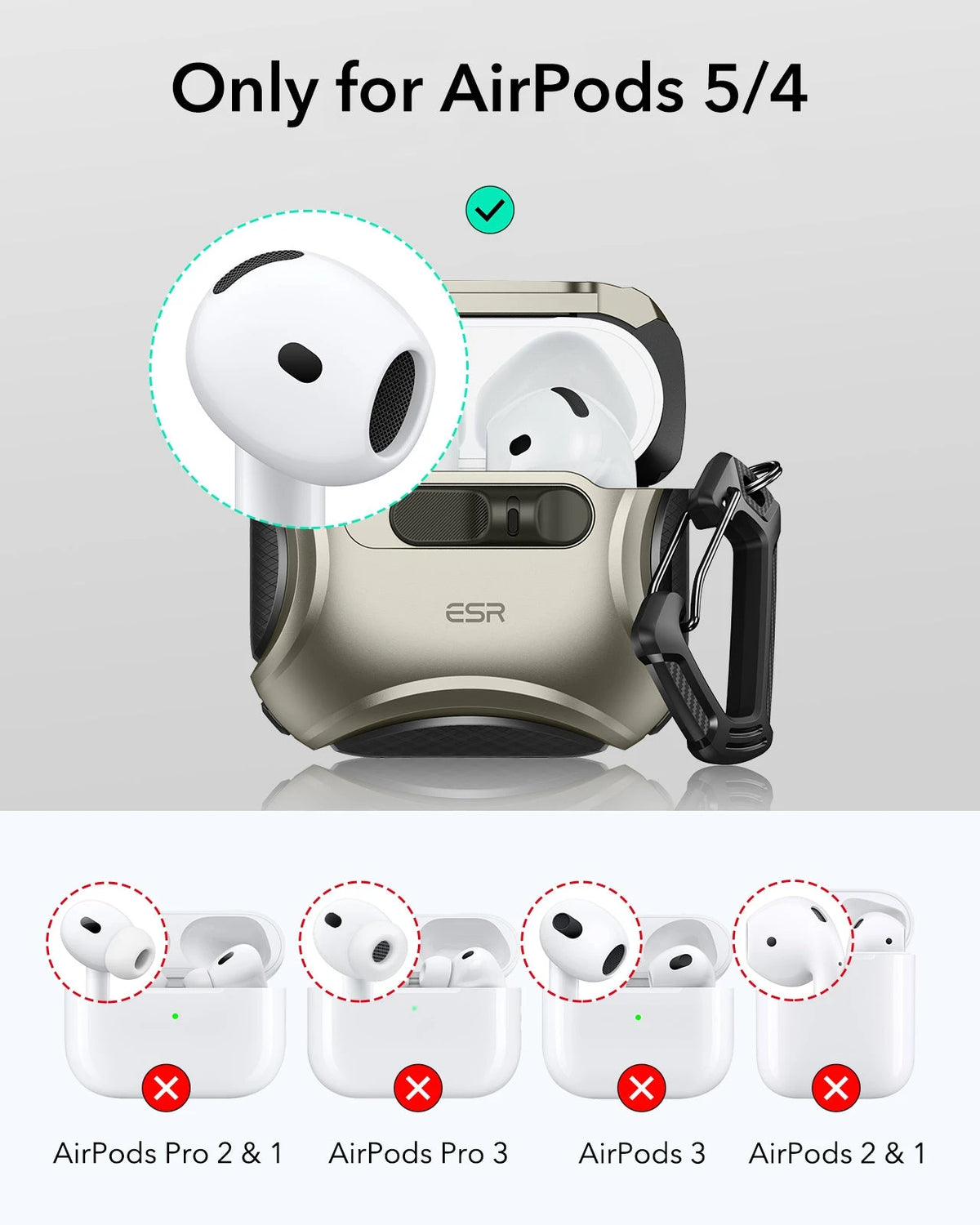 AirPods 5 Cyber FlickLock Magnetic Case - Titanium ESR ESR