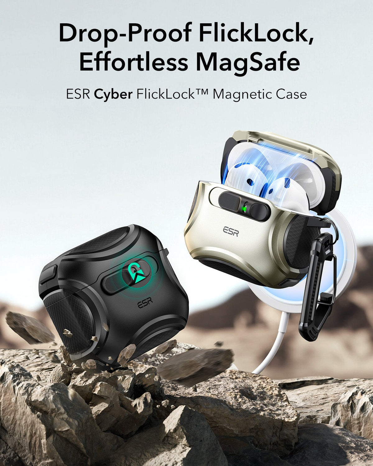 AirPods 5 Cyber FlickLock Magnetic Case - Titanium ESR ESR