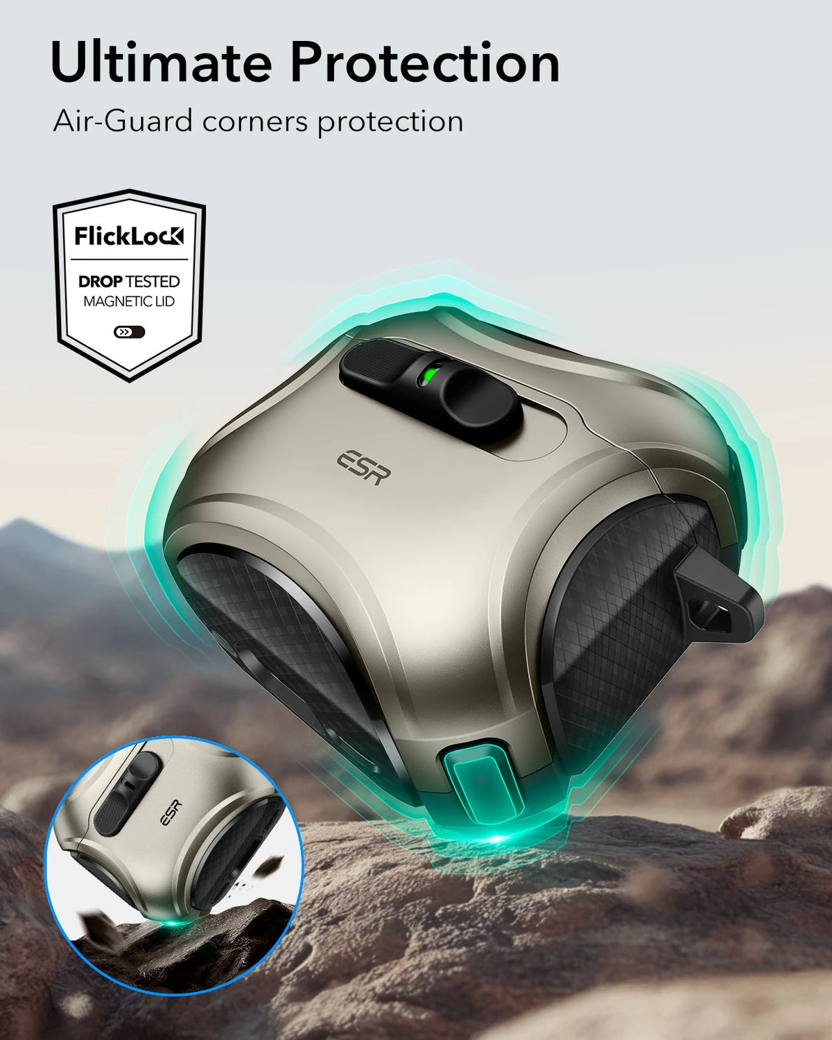 AirPods 5 Cyber FlickLock Magnetic Case - Titanium ESR ESR