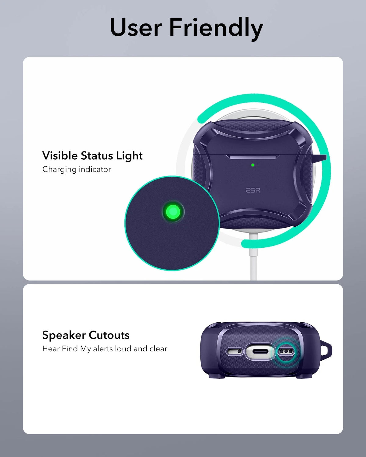 AirPods 5 Cyber Tough Magnetic Case - Purple ESR ESR