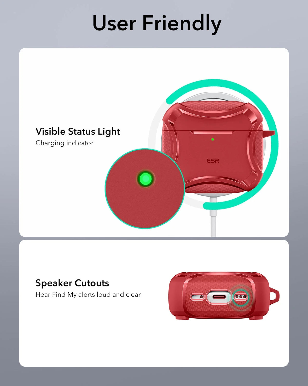 AirPods 5 Cyber Tough Magnetic Case - Red ESR ESR