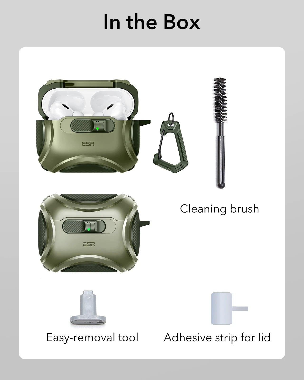 Army Green Magnetic Lock Case for Apple AirPods Pro 3 with