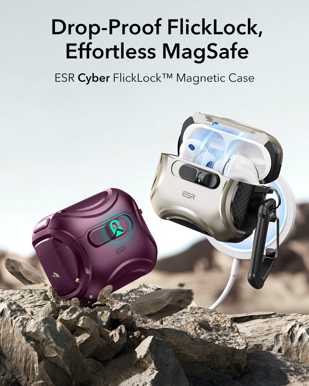 AirPods Pro 3 Cyber FlickLock Magnetic Case - Burgundy ESR ESR