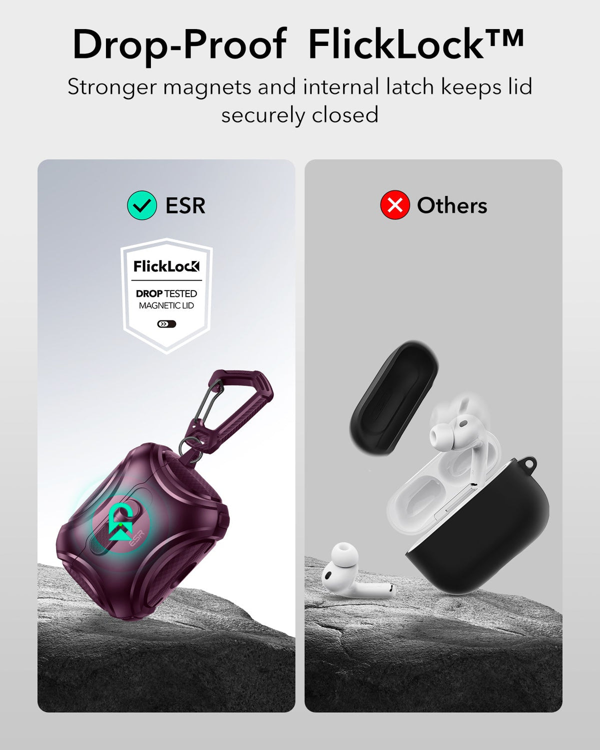 AirPods Pro 3 Cyber FlickLock Magnetic Case - Burgundy ESR ESR