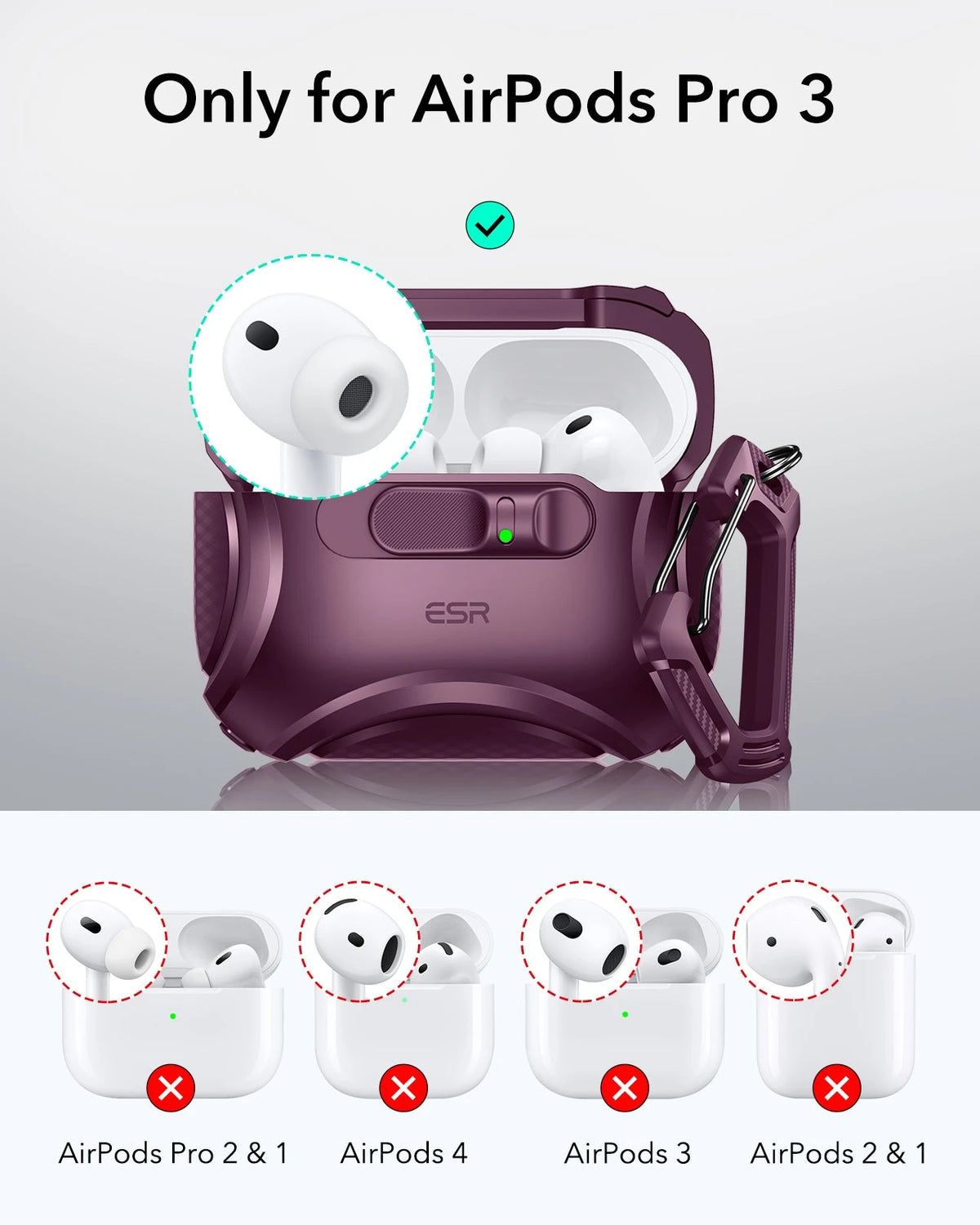 AirPods Pro 3 Cyber FlickLock Magnetic Case - Burgundy ESR ESR