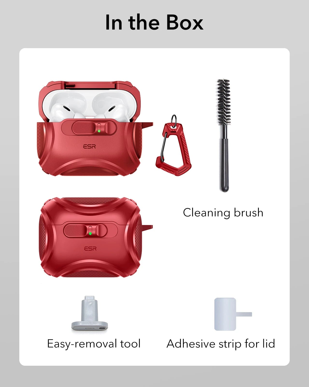 Dark Red Shockproof MagSafe AirPods Pro 3 Case for Gym | ESR FlickLock