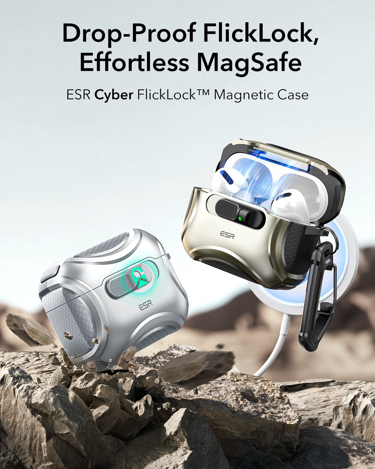 Gray Apple AirPods Pro 3 MagSafe Charging Case with Secure Lanyard|ESR