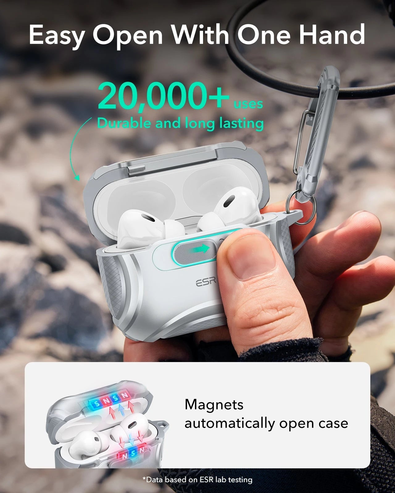 Gray Apple AirPods Pro 3 MagSafe Charging Case with Secure Lanyard|ESR