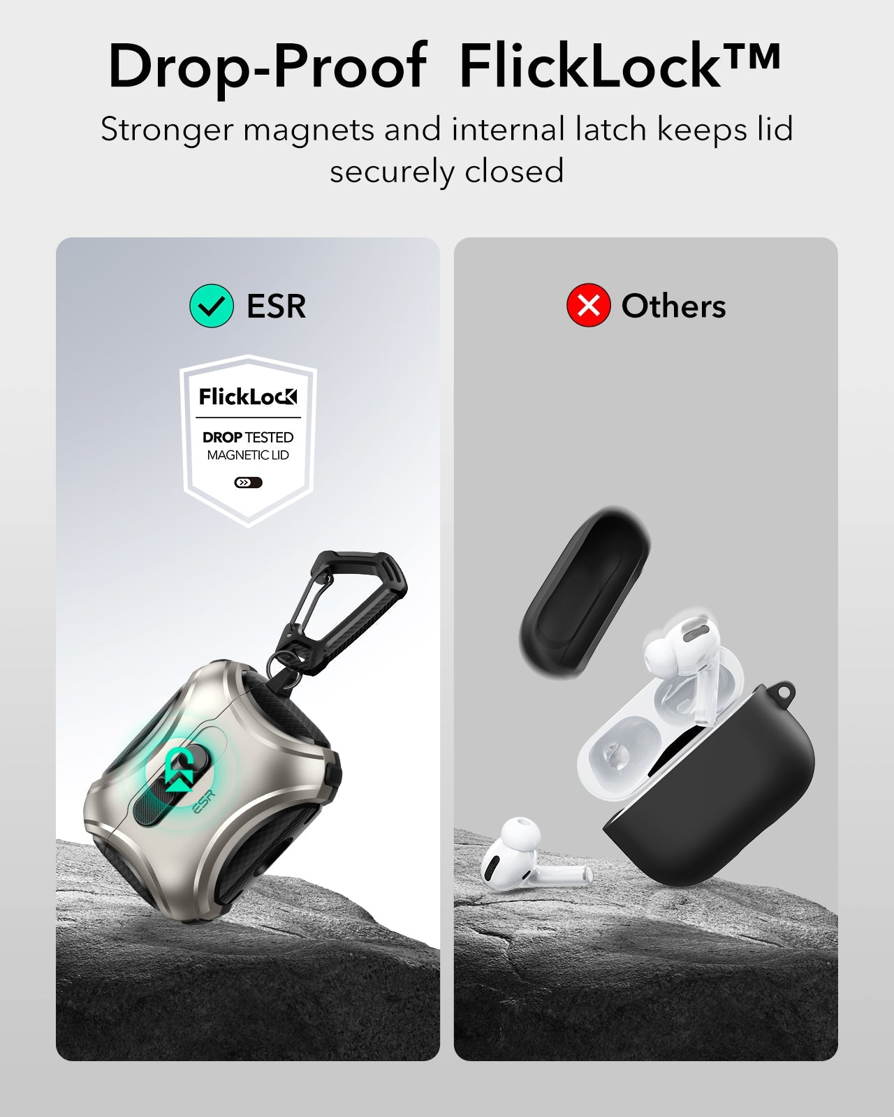 AirPods Pro 3 Cyber FlickLock Magnetic Case - Titanium ESR ESR