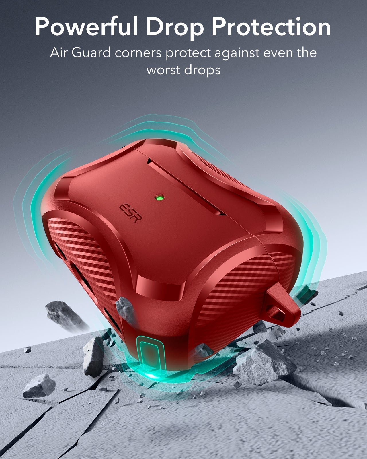 ESR AirPods Pro 3 Rugged Charging Case Red Powrful Drop Protection