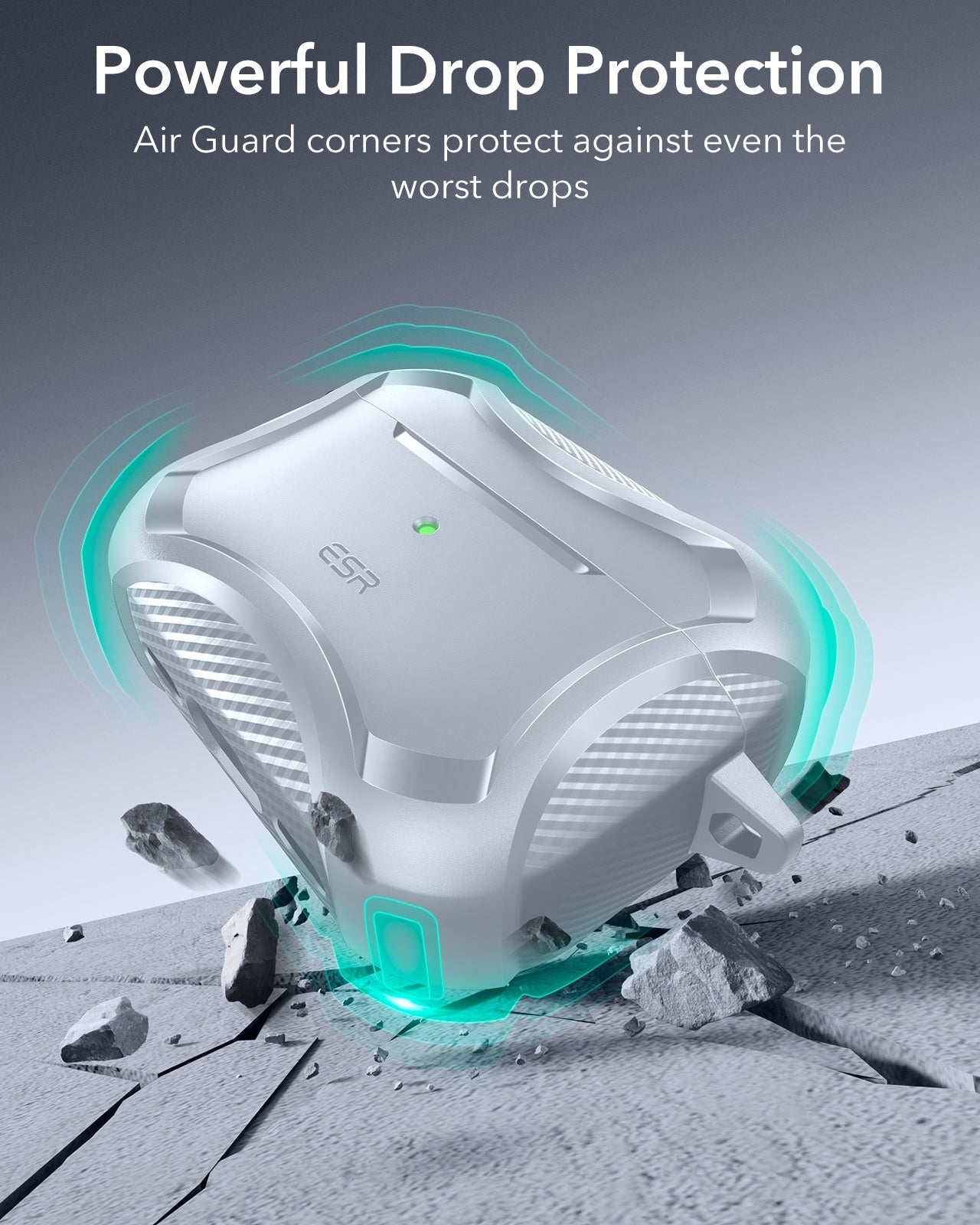 ESR AirPods Pro 3 Rugged Charging Case Gray Powrful Drop Protection