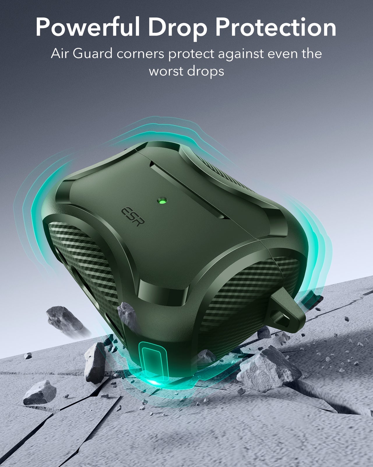 ESR AirPods Pro 3 Rugged Charging Case Green Powrful Drop Protection