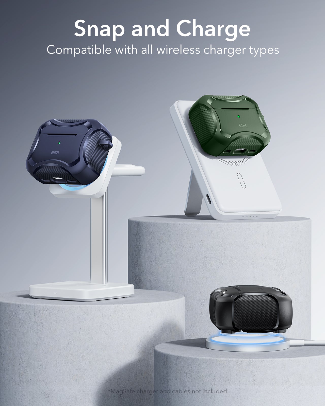 ESR AirPods Pro 3 Rugged Charging Case Green Compatible with all Wireless Charger