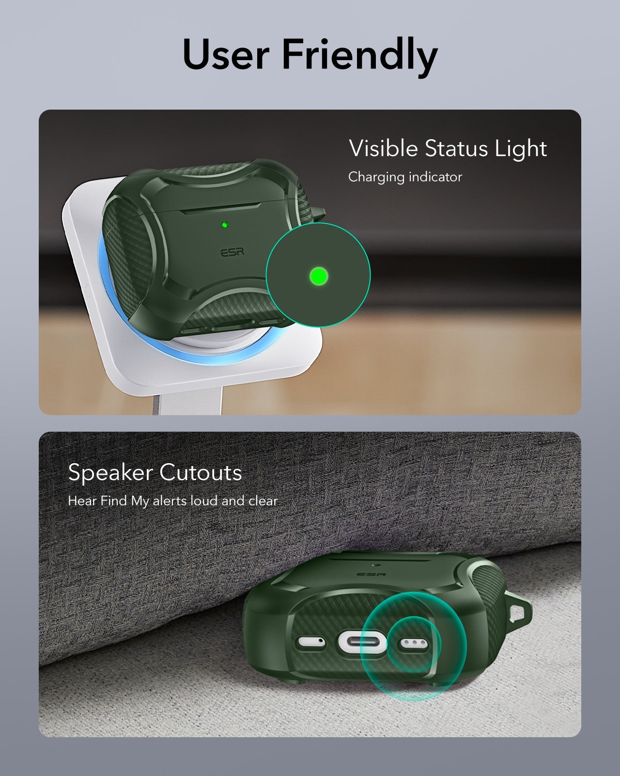 ESR AirPods Pro 3 Rugged Charging Case Green ESR AirPods Pro 3 Rugged Charging Case Green 