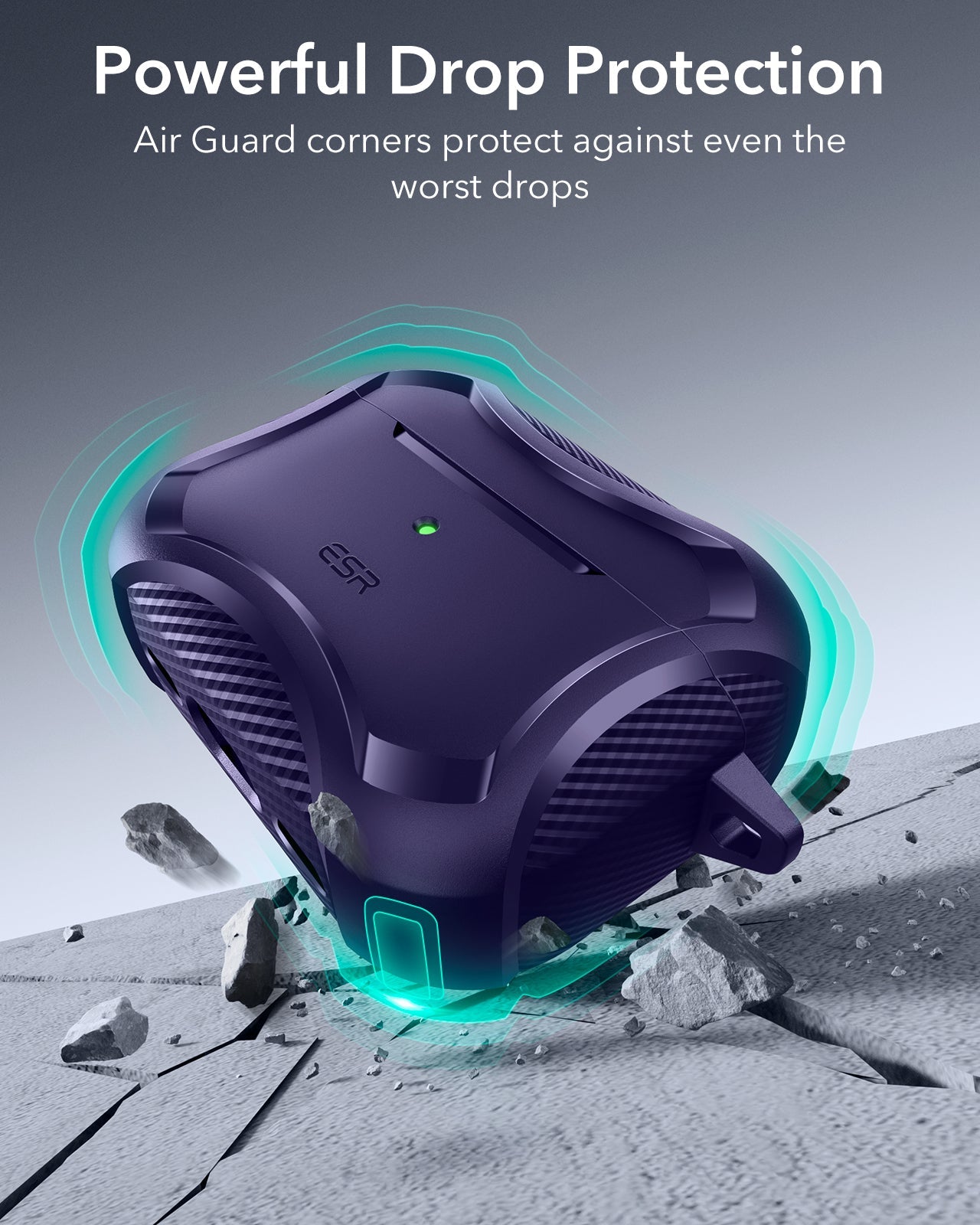 ESR AirPods Pro 3 Rugged Charging Case Purple Powrful Drop Protection