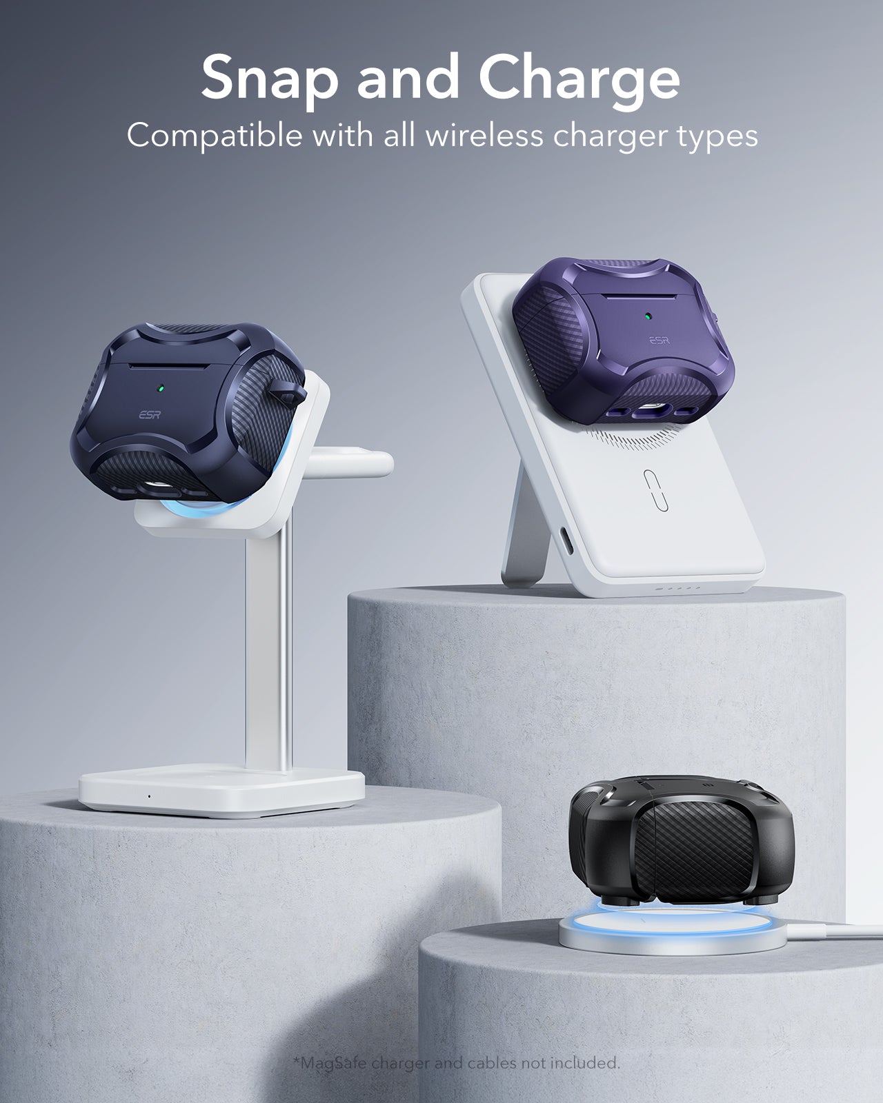 ESR AirPods Pro 3 Rugged Charging Case Purple Compatible with all Wireless Charger