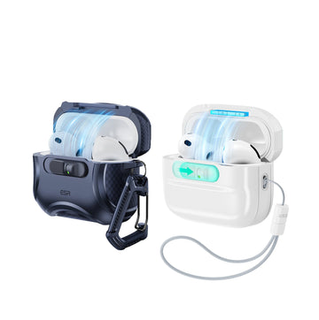 AirPods Pro 3 Dual Style Security Lock Bundle - Navy Blue & White