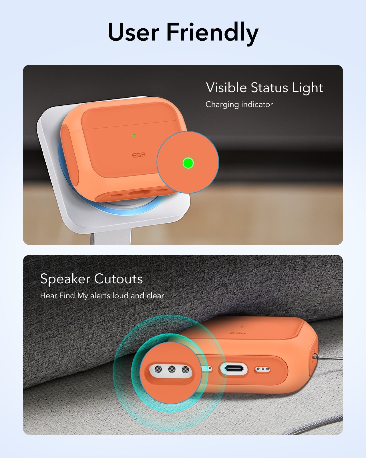 Orange AirPods Pro 3 Wireless Earbuds Charging Case Cover | ESR Orbit