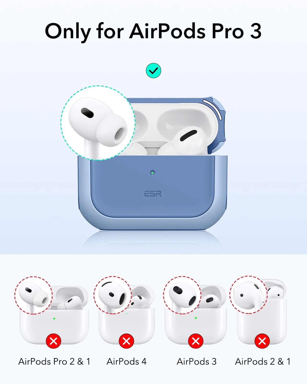 Powder Blue Lightweight AirPods Pro 3 MagSafe Case|ESR Orbit Hybrid