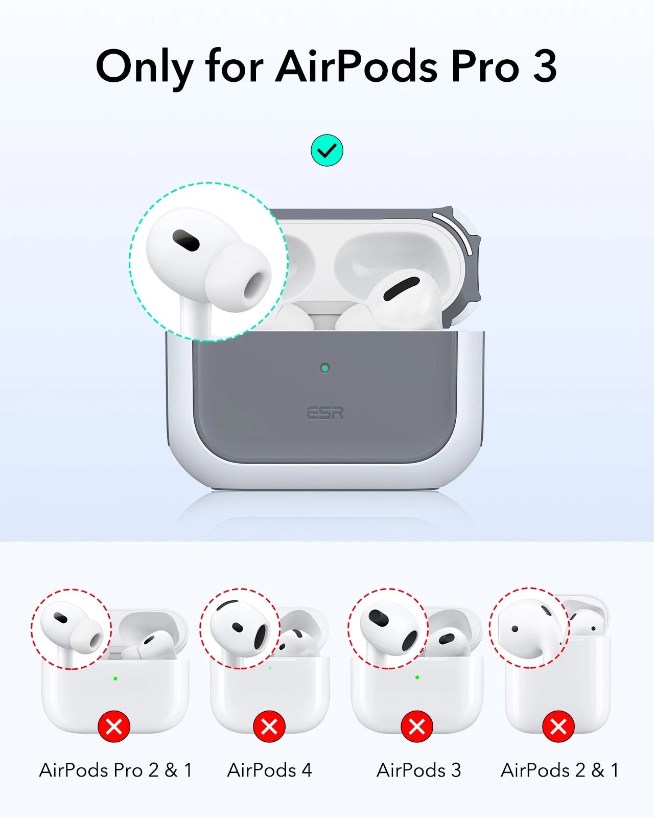 ESR AirPods本体 ホワイト White AirPods Pro 3 MagSafe Charging Case & Cover | ESR Orbit Hybrid