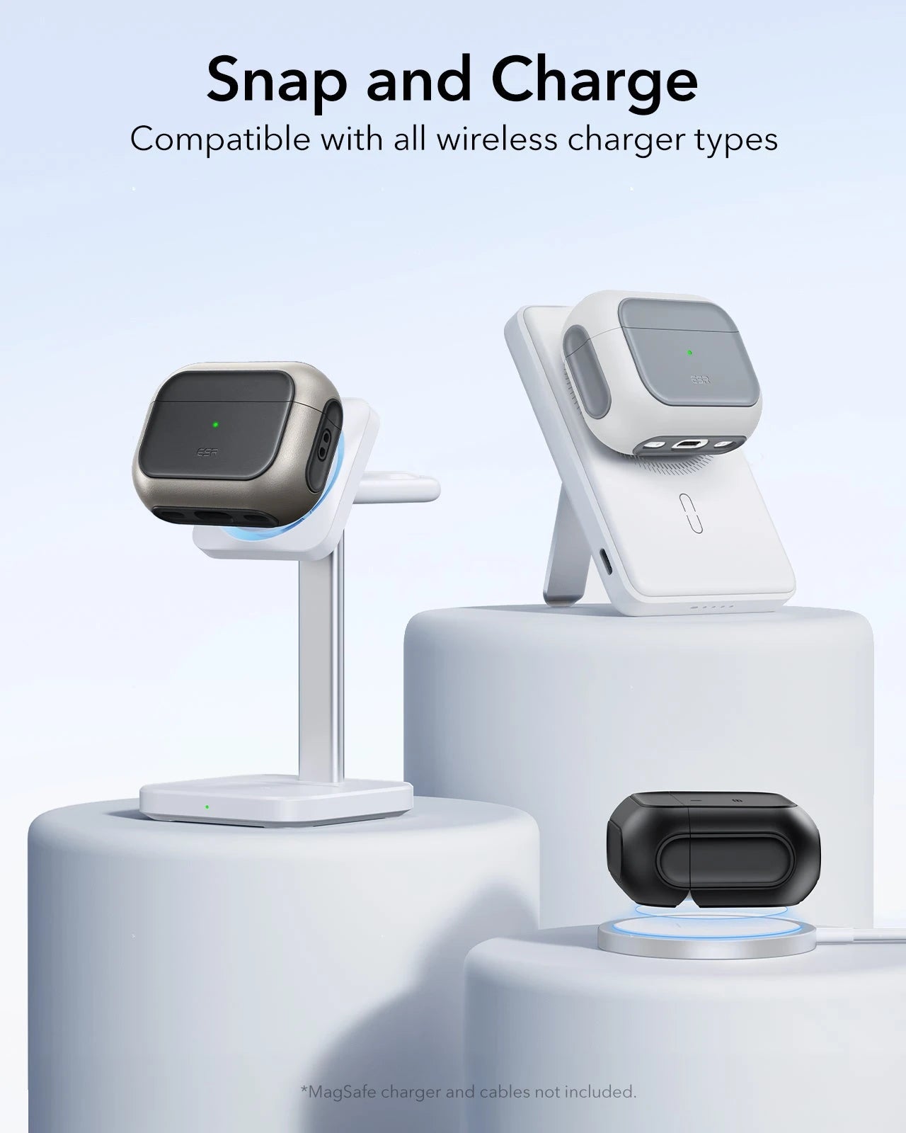 White AirPods Pro 3 MagSafe Charging Case & Cover | ESR Orbit Hybrid