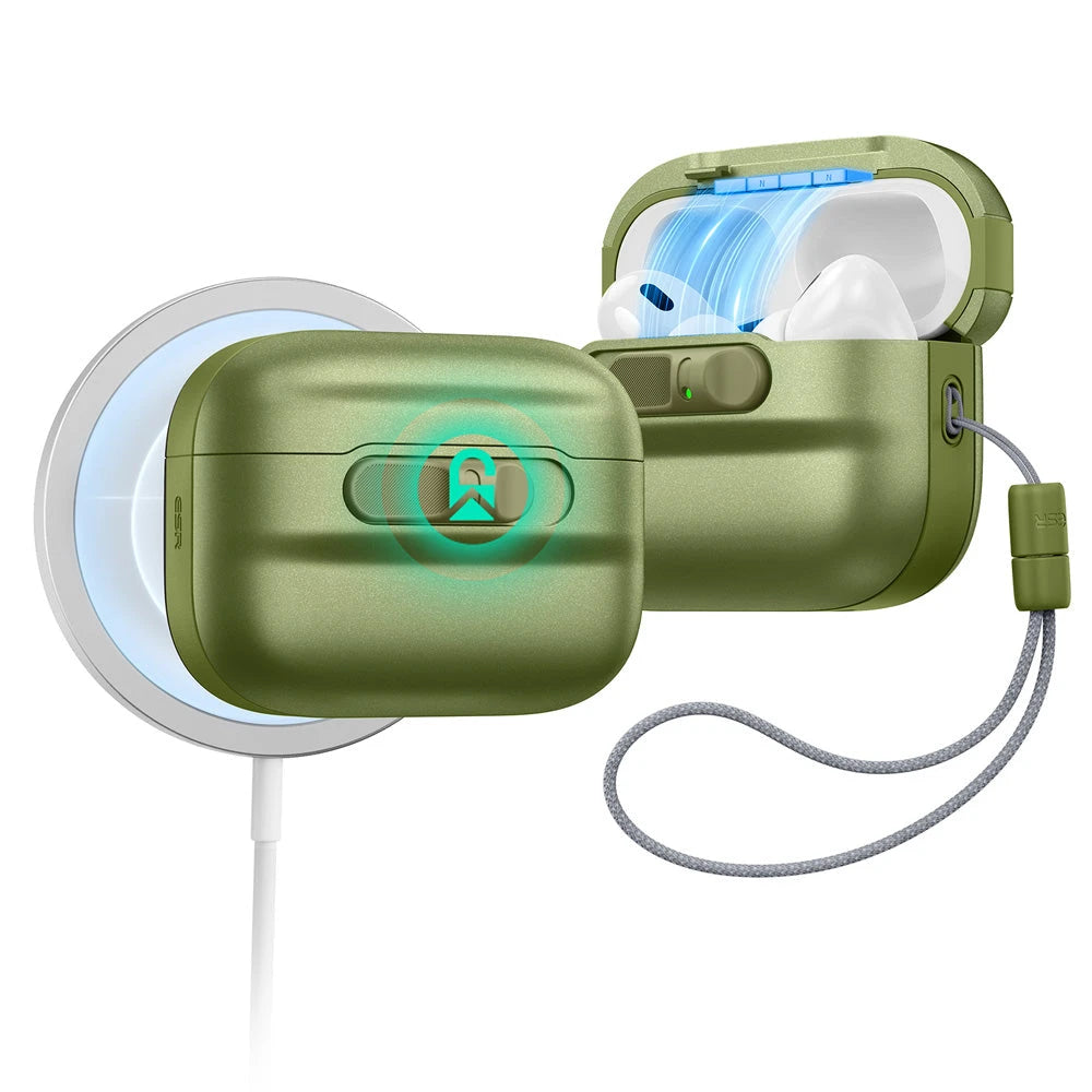 Green Securing/Locking AirPods Pro 3 MagSafe Case with Lanyard|ESR