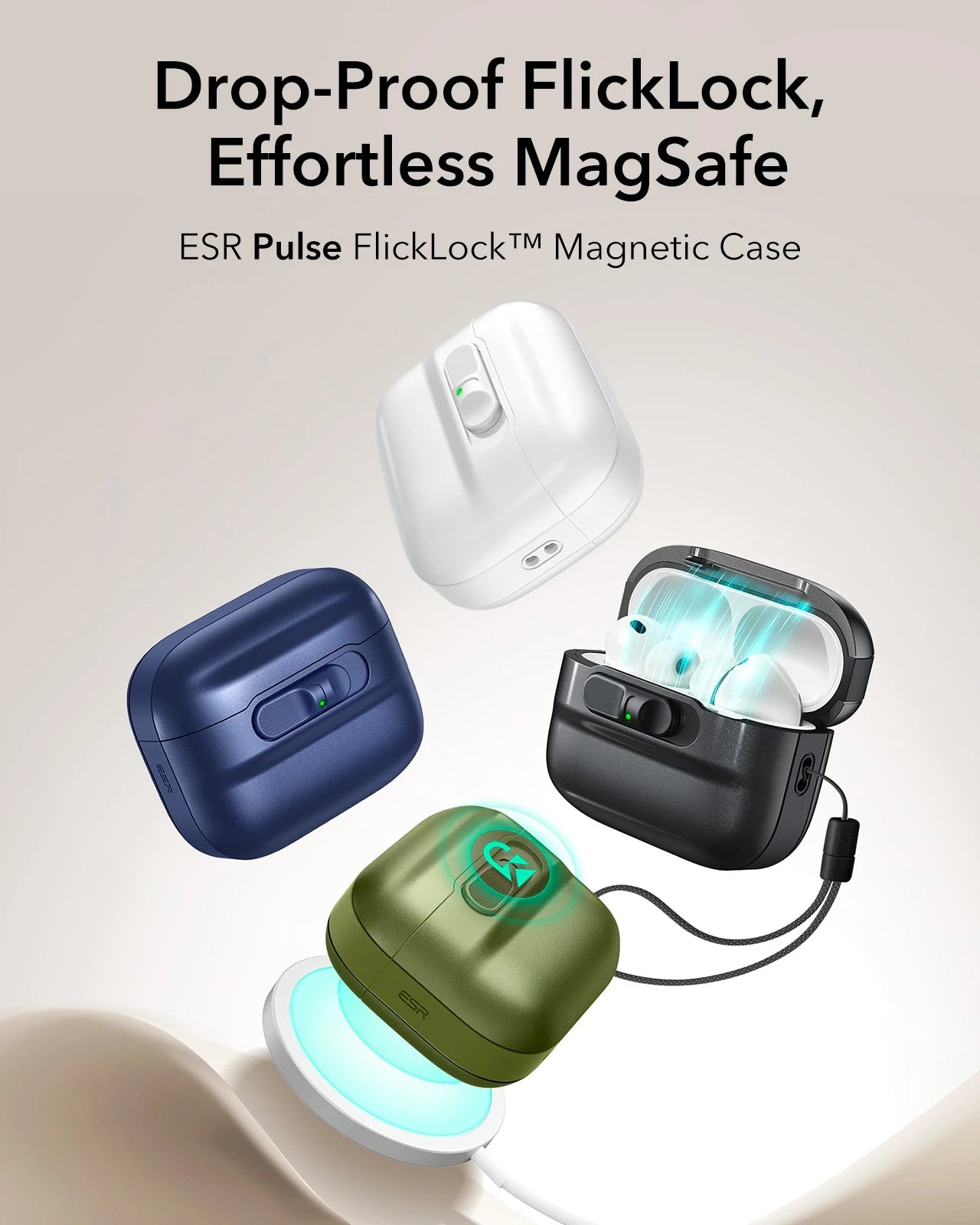Green Securing/Locking AirPods Pro 3 MagSafe Case with Lanyard|ESR