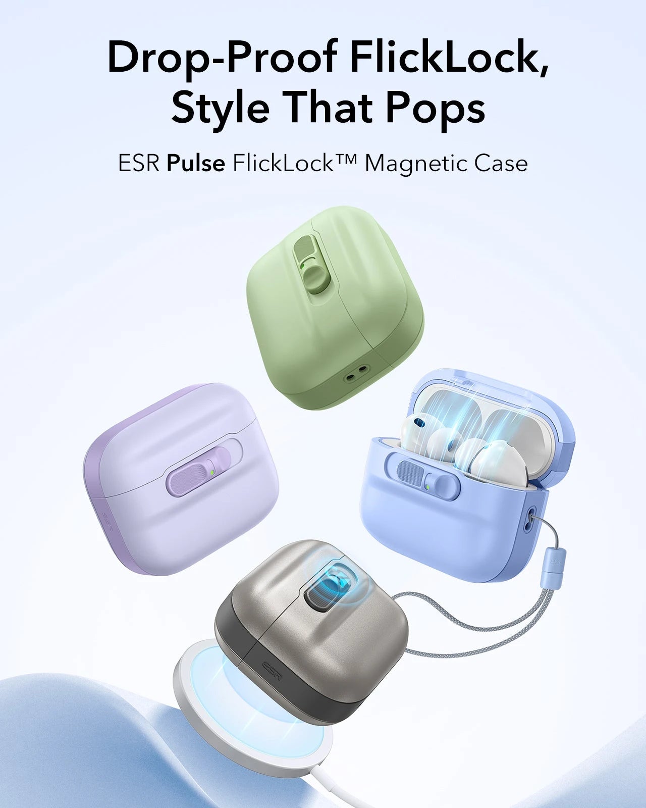 Light Blue AirPods Pro 3 Case Cover with with Keychain | ESR Pulse