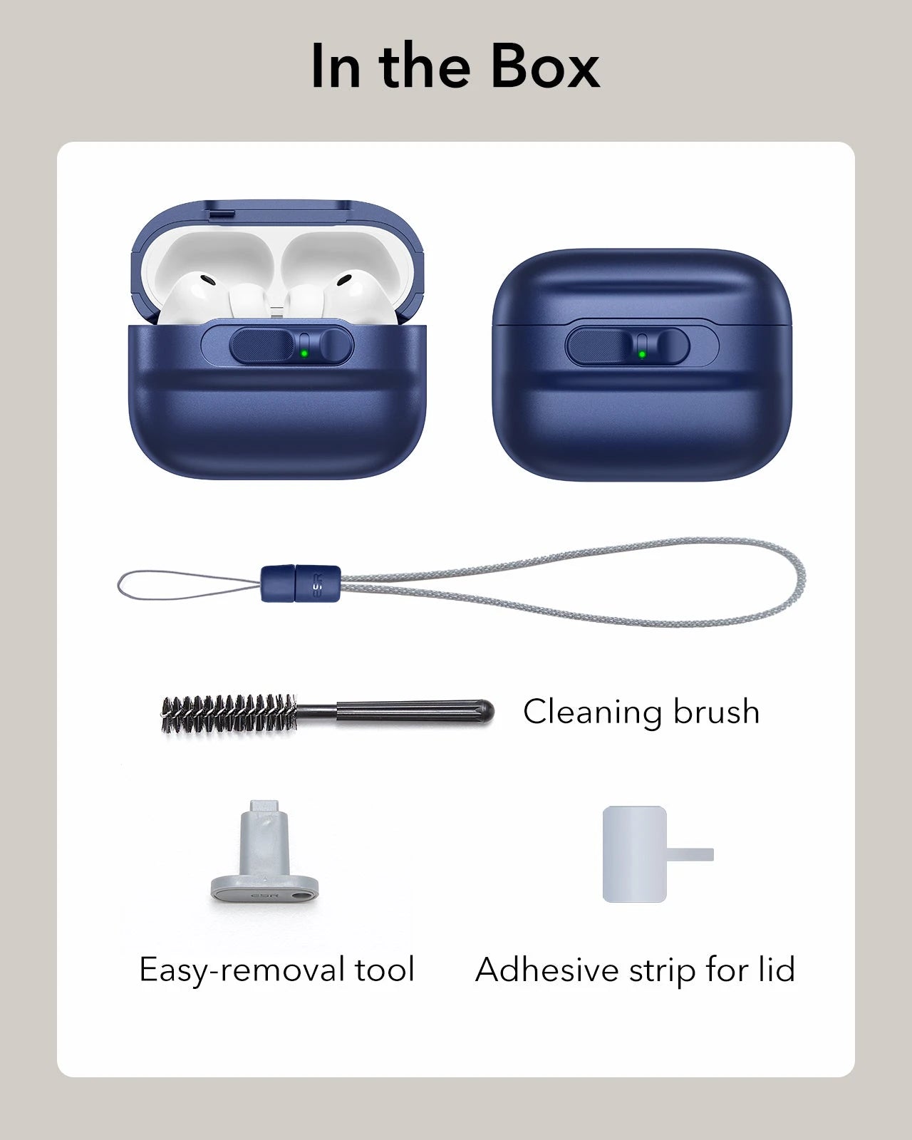 Navy Blue AirPods Pro 3 Case with Lock for Secure Storage | ESR Pulse