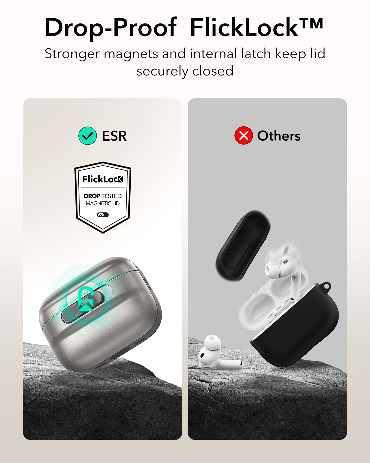 Titanium AirPods Pro 3 Case with Lock & Keychain | ESR Pulse FlickLock