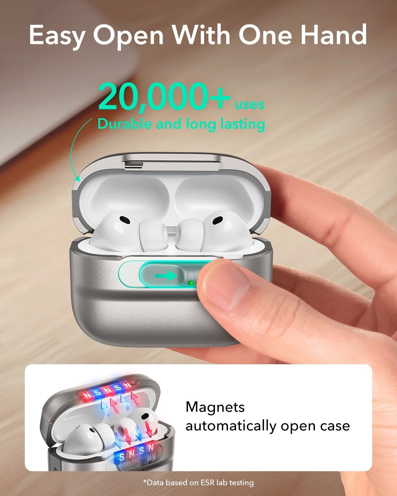 Titanium AirPods Pro 3 Case with Lock & Keychain | ESR Pulse FlickLock