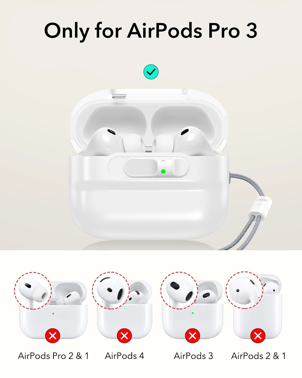 AirPods Pro 3 Pulse FlickLock Charging Case Cover White only for AirPods Pro 3