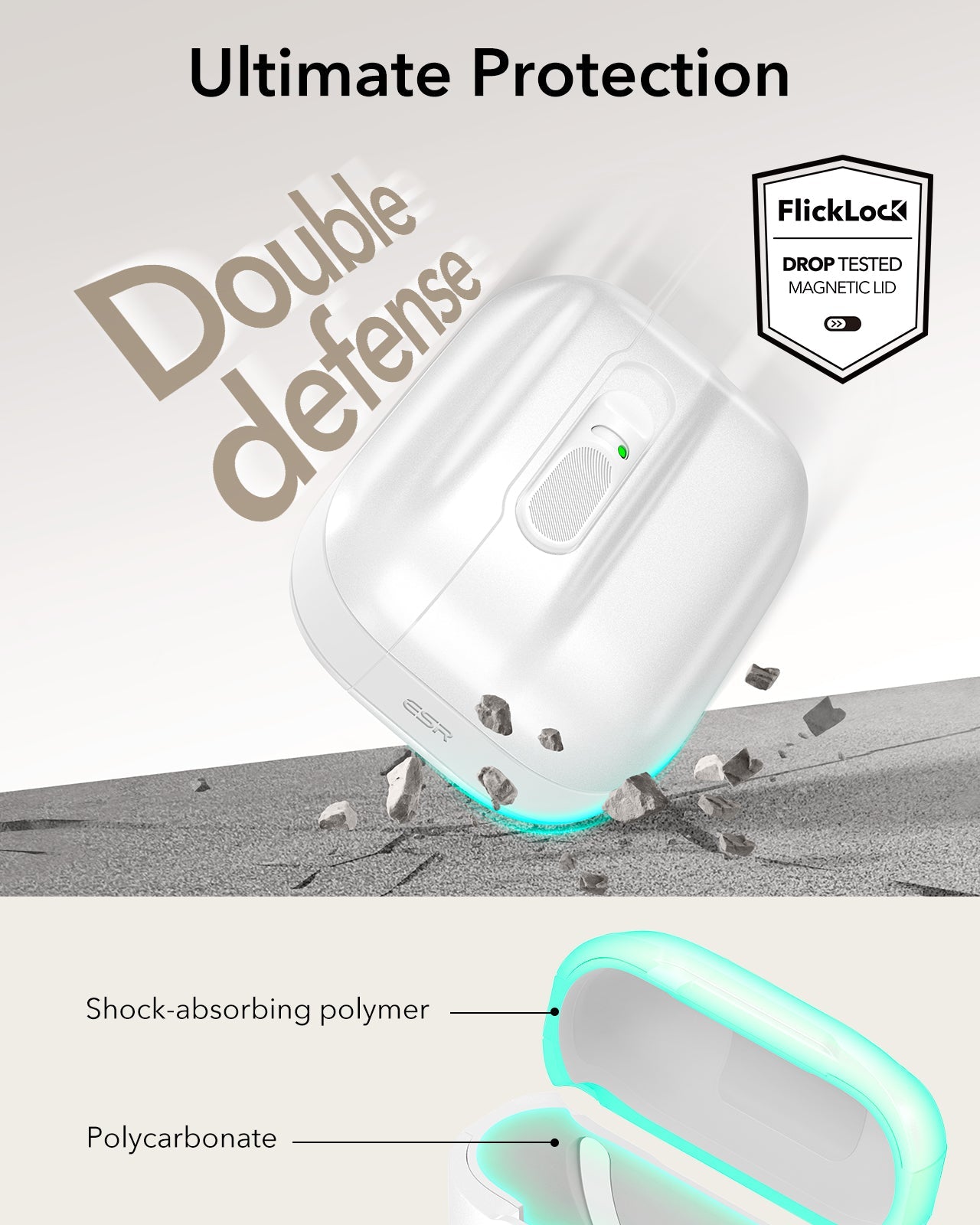 AirPods Pro 3 Pulse FlickLock Charging Case Cover White ultimate protection