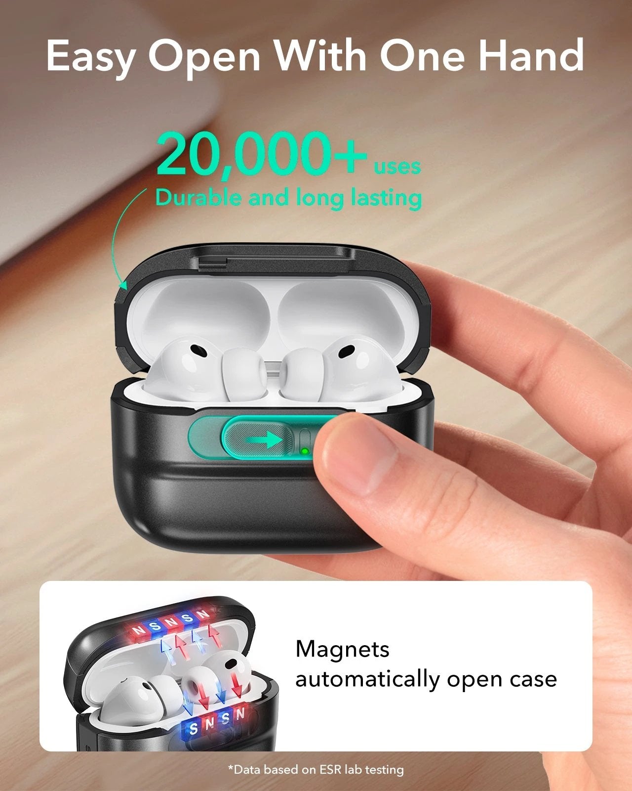 Black AirPods Pro 3 Wireless Charging Case with Lanyard | ESR Pulse